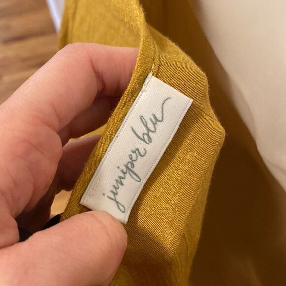 Juniper Blu Embroidered Mustard Yellow Polyster Blouse Top Shirt boho hippie S - Picture 5 of 8